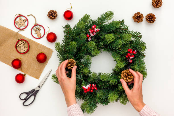 istock Process of making christmas wreath concept. 1285045071