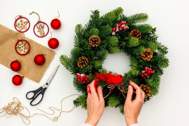 istock Process of making christmas wreath concept. 1285045078