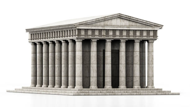 istock Greek temple or courthouse building isolated on white 1285047862