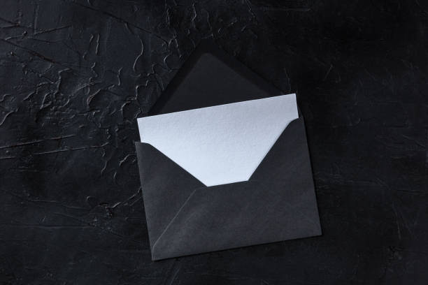 istock A greeting card in a black envelope mockup, shot from above on a dark background 1285049496