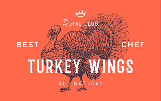 ilustrações de stock, clip art, desenhos animados e ícones de turkey. template label. vintage retro print - peru