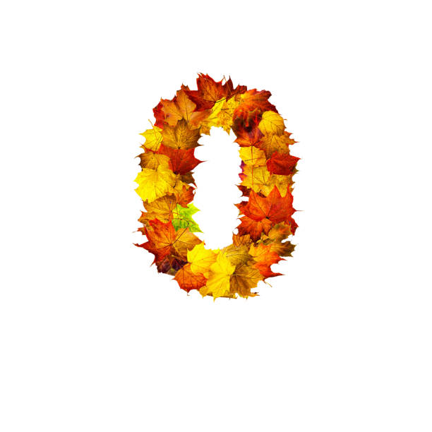 istock Colorful autumn leaves isolated on white background as number zero. 1285051193