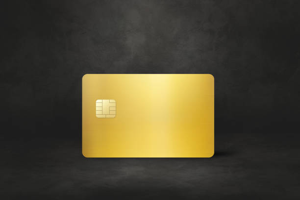istock Gold credit card on a black concrete background 1285052324