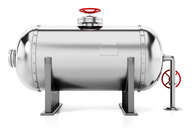 Steel pressure tank isolated on white
