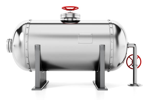 steel pressure tank isolated on white - pipeline pipe valve three dimensional shape imagens e fotografias de stock