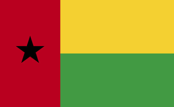 정확한 비율의 기니 �비사우 국기 - 벡터 - guinea bissau flag stock illustrations