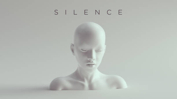istock Non-Binary Silent Calm Female Male White Bust Head Back and Shoulders Front View 1285061940