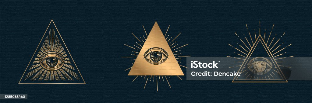 All Seeing Eye Vector Illuminati Symbol In Triangle With Light Ray Tattoo  Design Isolated On Black Background Stock Illustration - Download Image Now  - iStock