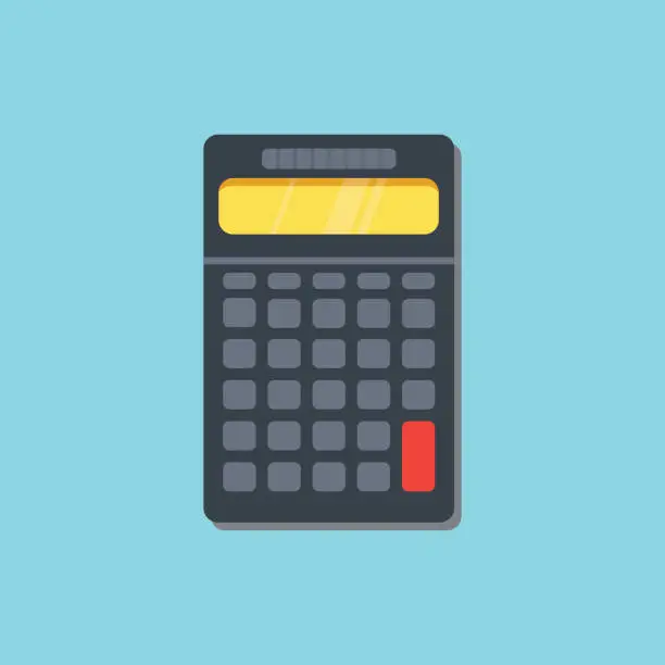 Vector illustration of Calculator icon isolated on blue background. vector with flat illustration style