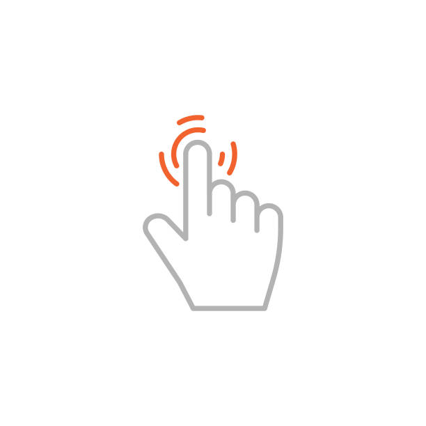 Click Hand Icon with Editable Stroke Clicker, Touch Screen Single Icon with Editable Stroke clicking screen stock illustrations
