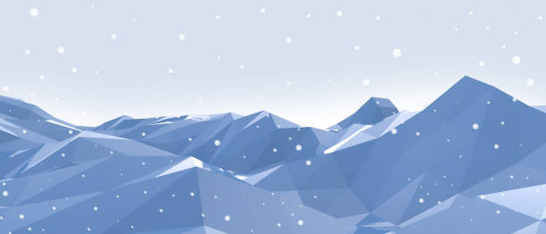 istock Winter background of snow and Lowpoly Landscape Mountain on blue background with copy space.poster, greeting cards, headers,website  - 3d rendering 1285064939