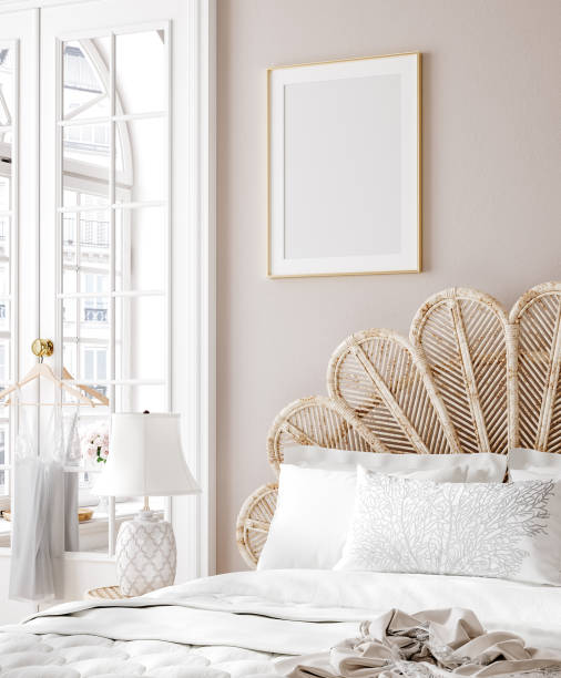 istock Mockup poster in luxury feminine bedroom 1285070176