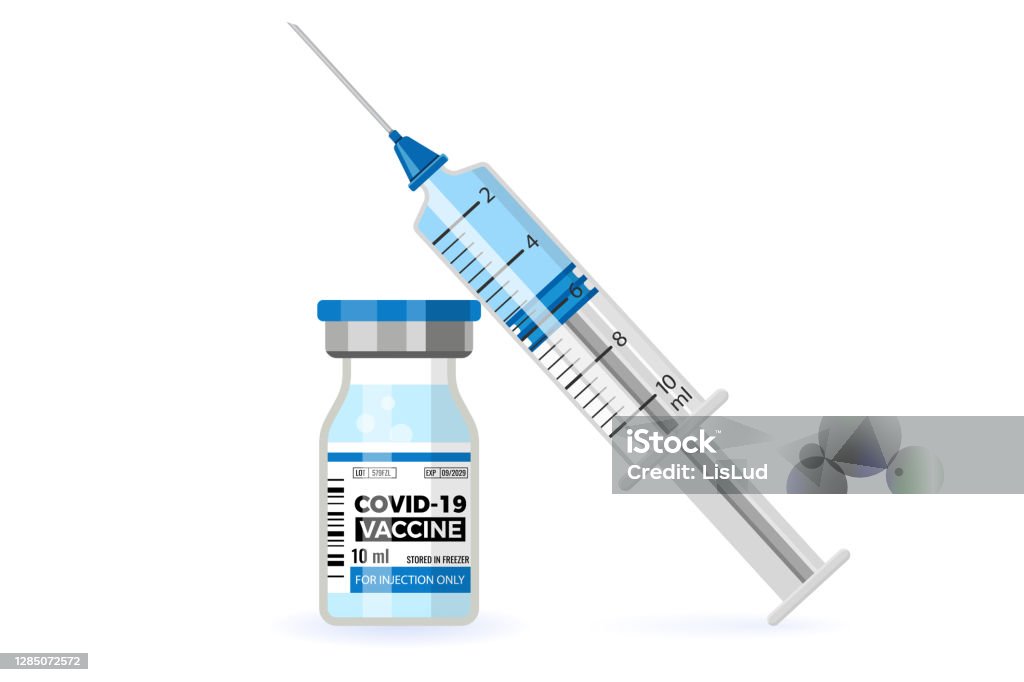 科維德-19 疫苗和注射器注射 - 免版稅注射疫苗圖庫向量圖形