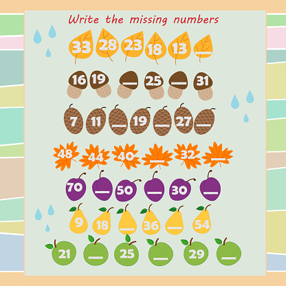 Dashes Math Game Logic Math Game For Children Write The Missing Numbers On The Dashes ...