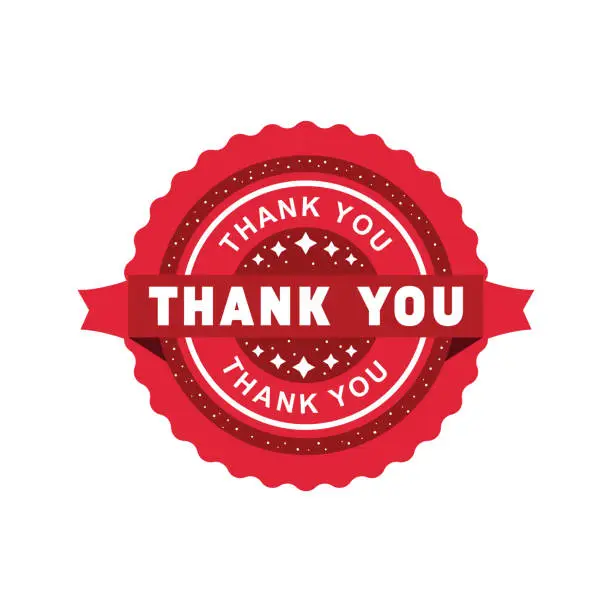 Vector illustration of Thank You Grunge Stamp With Red Band
