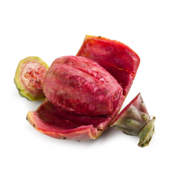 peel and eat prickly pears peel and eat prickly pears isolated on white background fico d'india stock pictures, royalty-free photos & images