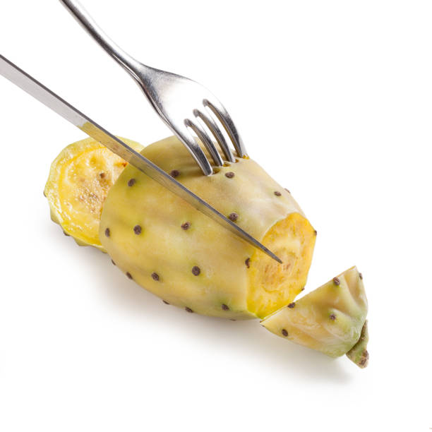peel and eat prickly pears peel and eat prickly pears isolated on white background fico d'india stock pictures, royalty-free photos & images
