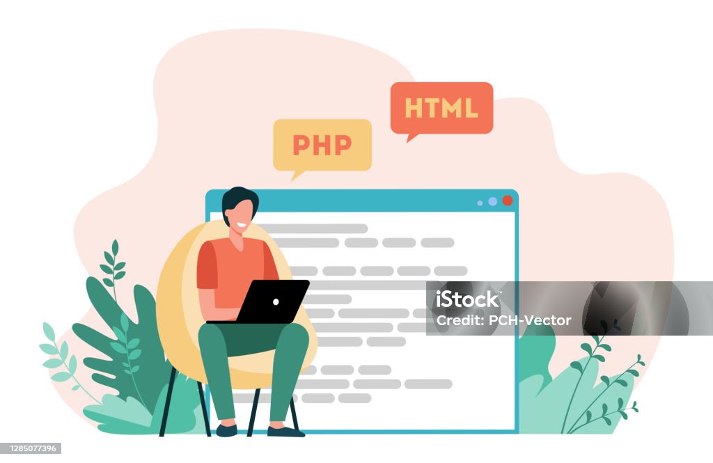Code Writing Website Developer Writing Code For Website Stock Illustration - Download Image ...