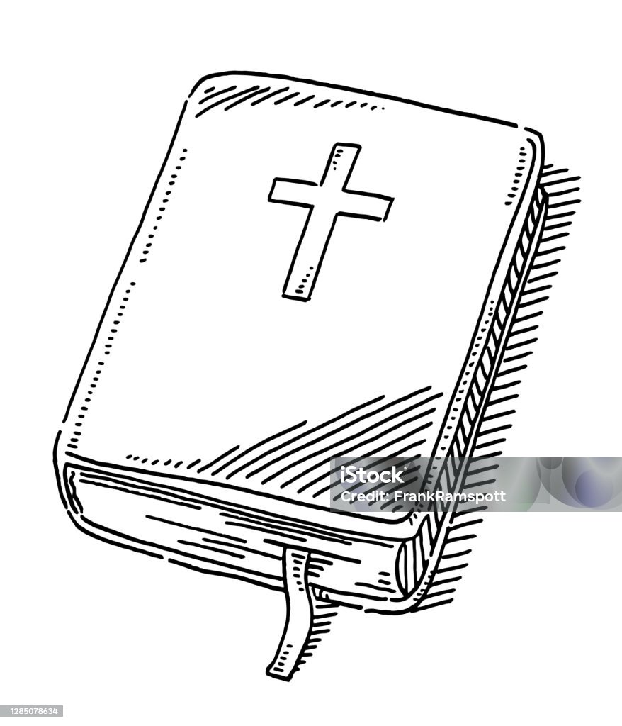 Bible Book Christian Cross Drawing Stock Illustration - Download Image Now  - Bible, Christianity, Drawing - Art Product - iStock