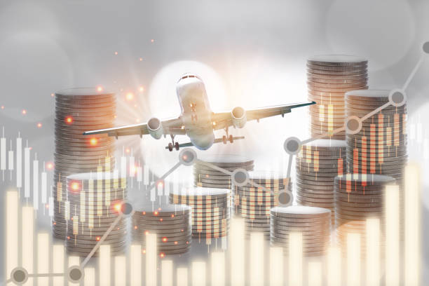 Airplane business recovery after covid-19 impact to airplane transport industry crisis concept and business travel idea stock photo