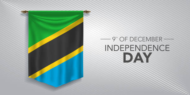 Tanzania independence day greeting card, banner, vector illustration Tanzania independence day greeting card, banner, vector illustration. Tanzanian national day 9th of December background with pennant tanzania stock illustrations