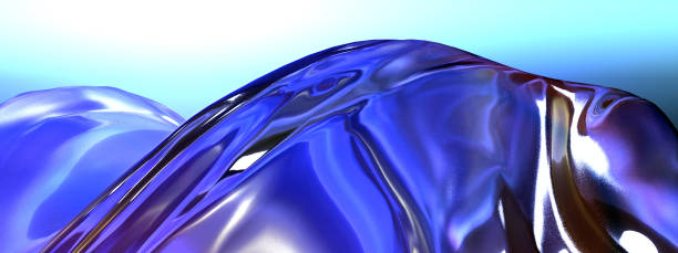 istock Beautiful blue-violet liquid abstract background with metallic reflection and light refraction 1285080006