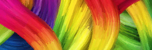 istock Bright colorful abstraction drawn with a wax pencil in the form of interwoven gradient waves. Illustration. 1285081955