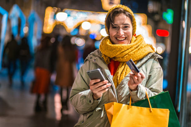 istock Online shopping with credit card on the go 1285083206