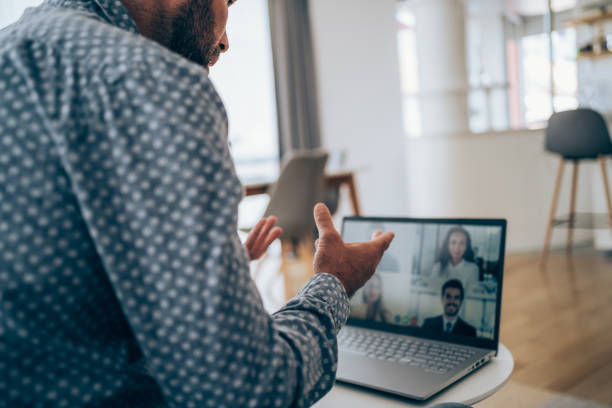 istock Corporate business team in video conference. 1285083527