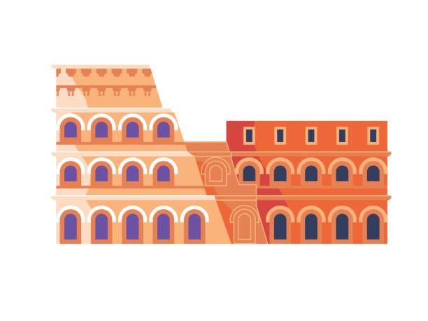 kolosseum in rom, italien isoliert weiß - flavian amphitheater coliseum rome stock-grafiken, -clipart, -cartoons und -symbole