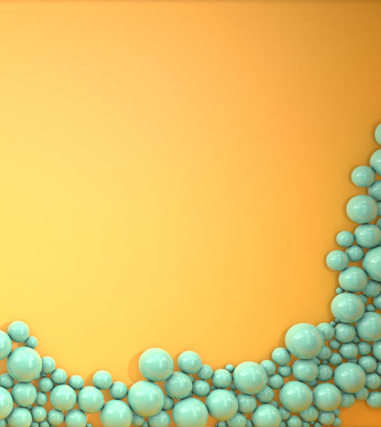 istock Pearls of different sizes are scattered on a light background. Modern beautiful background. 3D illustration, 3D rendering. 1285083978