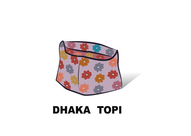 ilustraciones, imágenes clip art, dibujos animados e iconos de stock de ilustración de nepali national cap dhaka topi. - dhaka topi