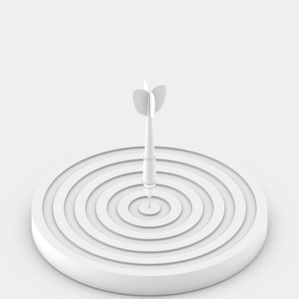 istock Dart hit the target. Modern background. Minimalistic Graphic Design. 3D illustration, 3D rendering. 1285084865