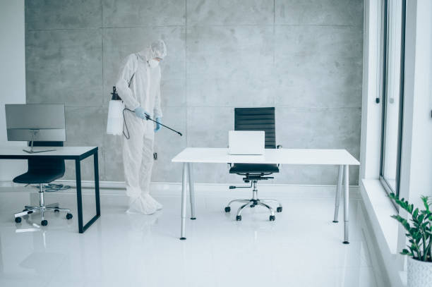 istock Office disinfection during COVID-19 pandemic. 1285085283
