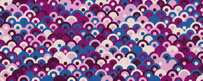 Fish scale background. Purple blue and white circles. Streaks. Illustration.