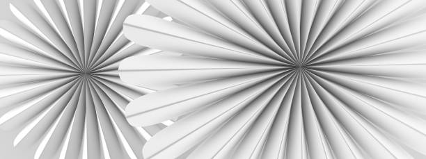istock Two circular fans Modern background Minimalistic Graphic Design. 3D illustration, 3D rendering. 1285086945