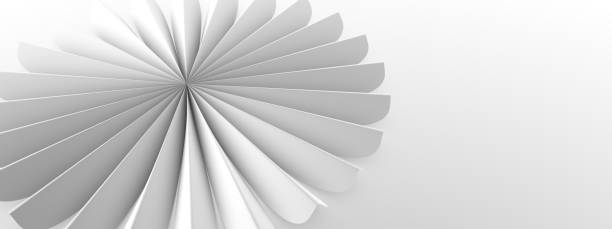 circular fan. modern background. minimalistic graphic design. 3d illustration, 3d rendering. - two dimensional shape paper exploding nobody imagens e fotografias de stock