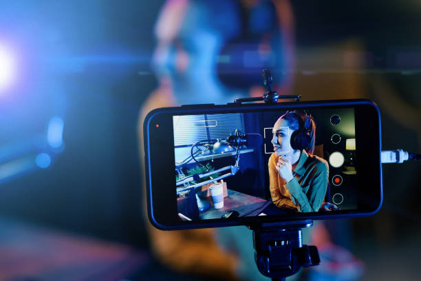 istock Young woman streaming a live video 1285089936