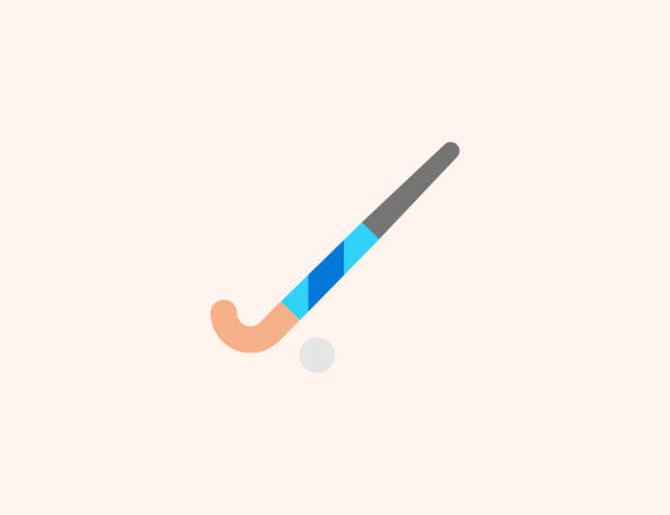 feld hockey vektor-symbol. isolierte feld hockey-stick und ball flach farbiges symbol - hockeyschläger stock-grafiken, -clipart, -cartoons und -symbole