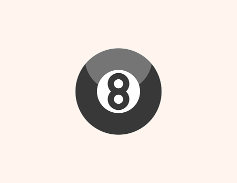 Pool 8 Ball vector icon. Isolated Billiard ball flat colored symbol