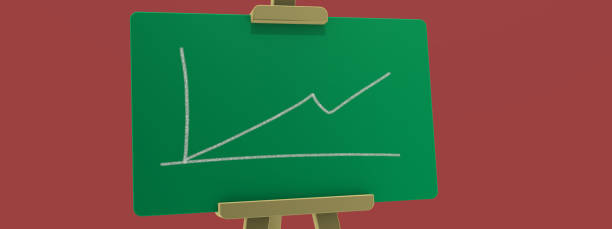istock Green empty presentation board on a red background with a graph drawn in chalk. Stylish minimalistic render 1285091691
