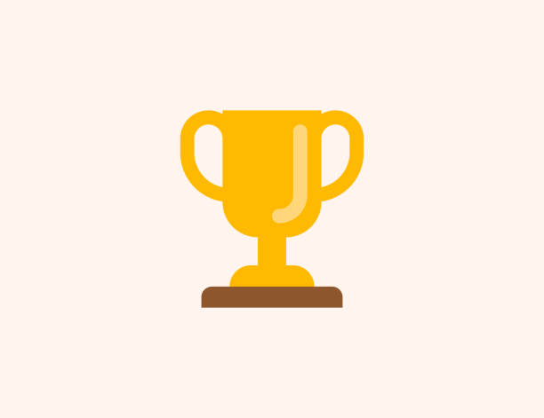 trophy-vektor-symbol. isolierte trophäe, gold-cup, gewinner auszeichnung flach farbiges symbol - perfect match stock-grafiken, -clipart, -cartoons und -symbole