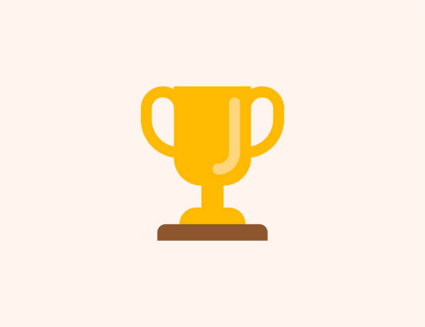 значок вектора трофея. изолированный трофей, золотой кубок, награда победителя плоский цветной символ - podium winning number 1 trophy stock illustrations