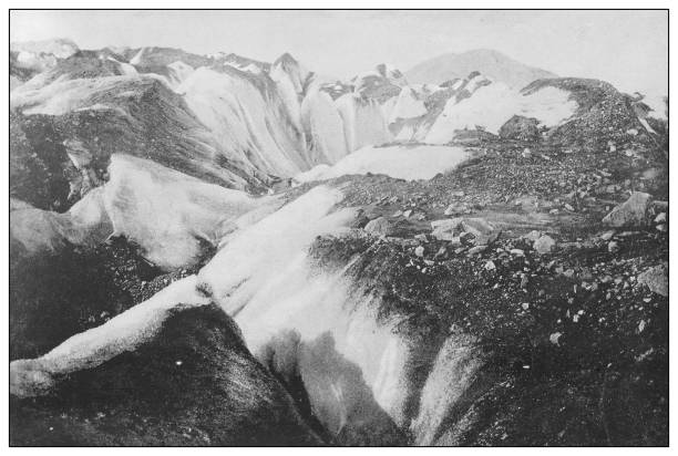 Antique black and white photo of the United States: Muir Glacier Antique black and white photo of the United States: Muir Glacier alaska landscape stock illustrations