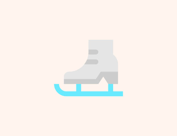 ikona wektora łyżwiarskich. odosobniony but do jazdy na łyżwach płaski kolor - ice skating ice skate ice hockey ice stock illustrations