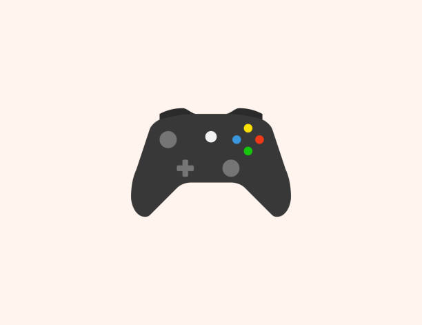 Joystick vector icon. Isolated game controller flat colored symbol Joystick vector icon. Isolated game controller flat colored symbol computer game control stock illustrations