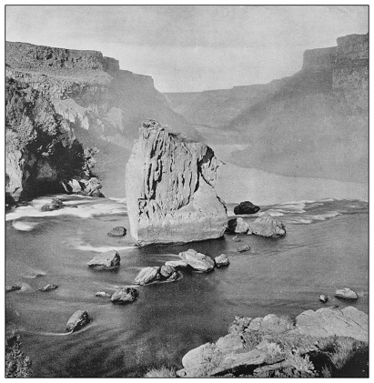 Antique black and white photo of the United States: Eagle Rock, on the brink of Shoshone Falls, Idaho