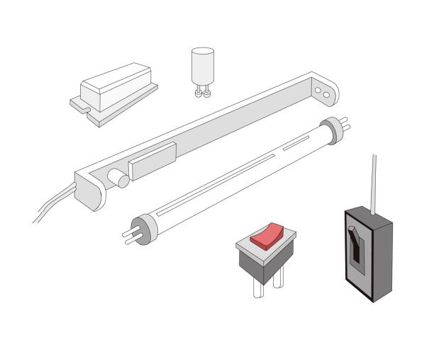 illustrazioni stock, clip art, cartoni animati e icone di tendenza di il circuito di un tubo della lampada fluorescente - circuit breaker