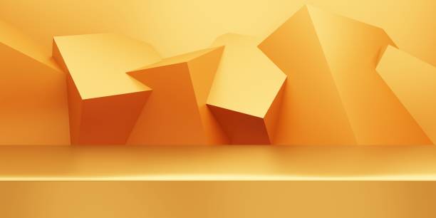 istock 3d rendering of empty gold abstract minimal background with geometric shape. Scene for advertising, cosmetic ads, showcase, banner, cream, fashion, luxury. Illustration. Product display. copy space 1285094899