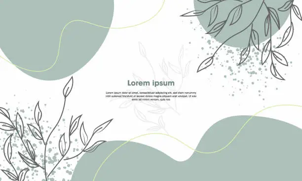 Vector illustration of card template design with leaves and flowers